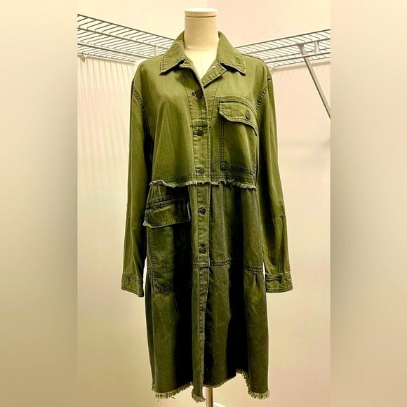 Free People Green Oversized Tiered Jacket - Picture 3 of 16